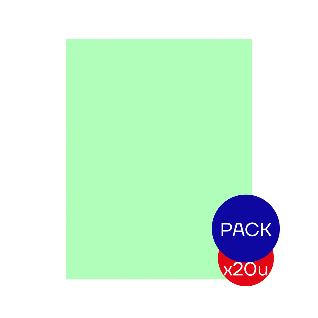 CARTULINA LISA PASTEL VERDE 45X63CM X PAQ X20 UNID.