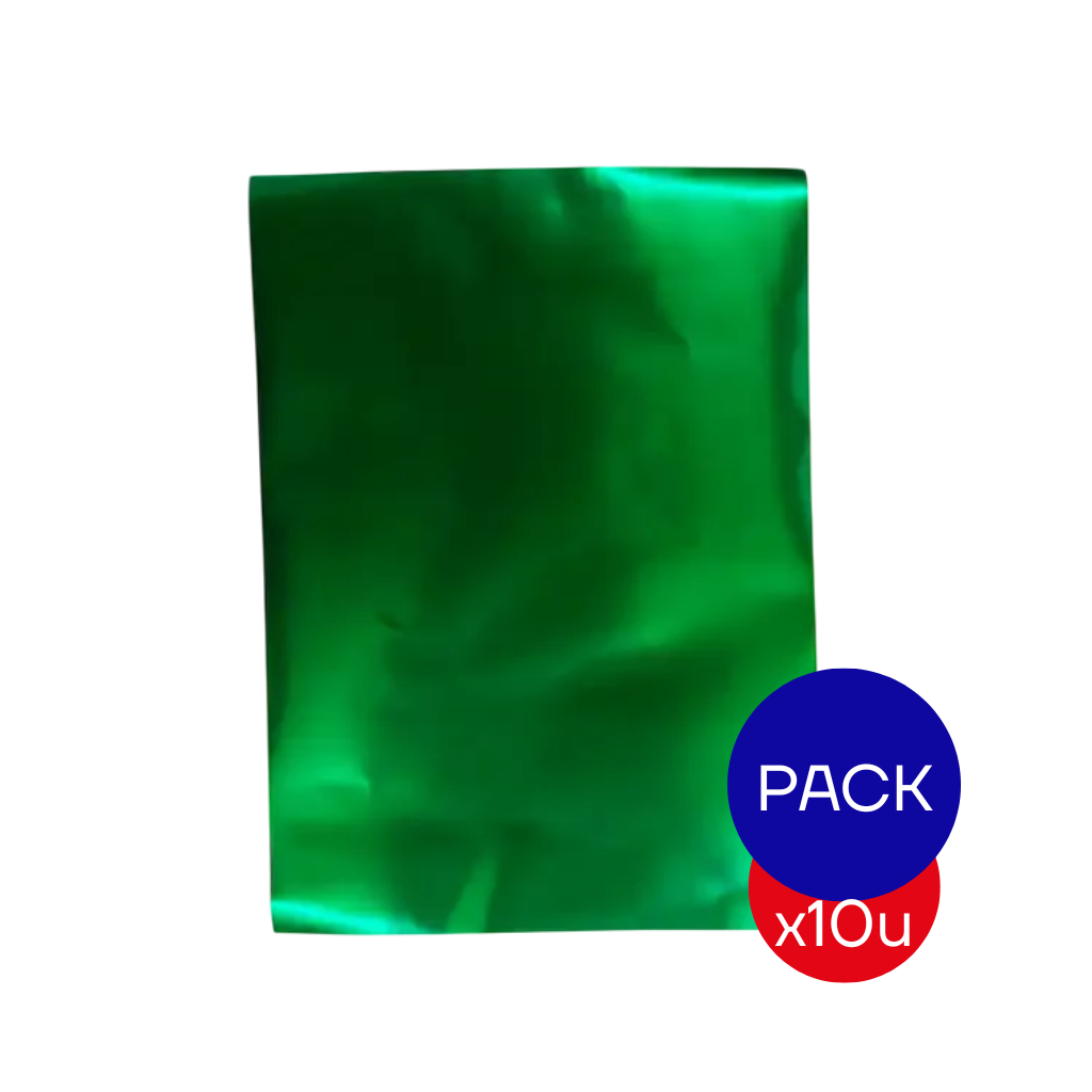 CARTULINA METALIZADA VERDE PAQ X10 UNID.