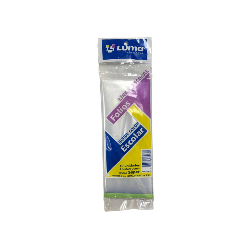 FOLIOS NRO 3 BORDE COLOR VERDE CLARO LUMA X10U 