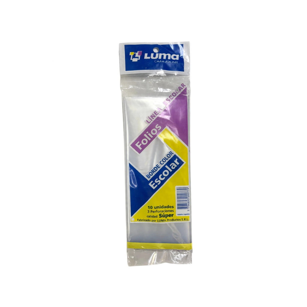 FOLIOS NRO 3 BORDE COLOR AMARILLO LUMA X10U