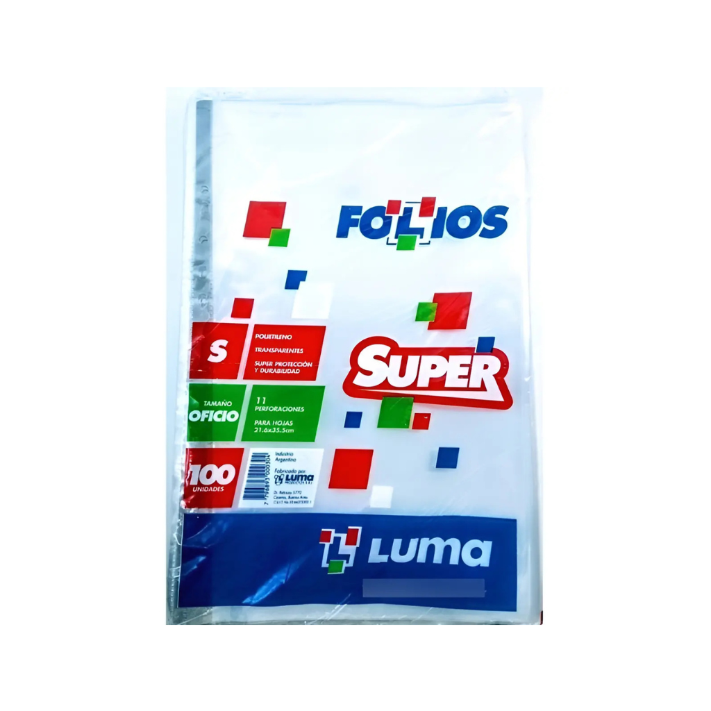 FOLIOS OFICIO REFORZADO LUMA 100 UNI