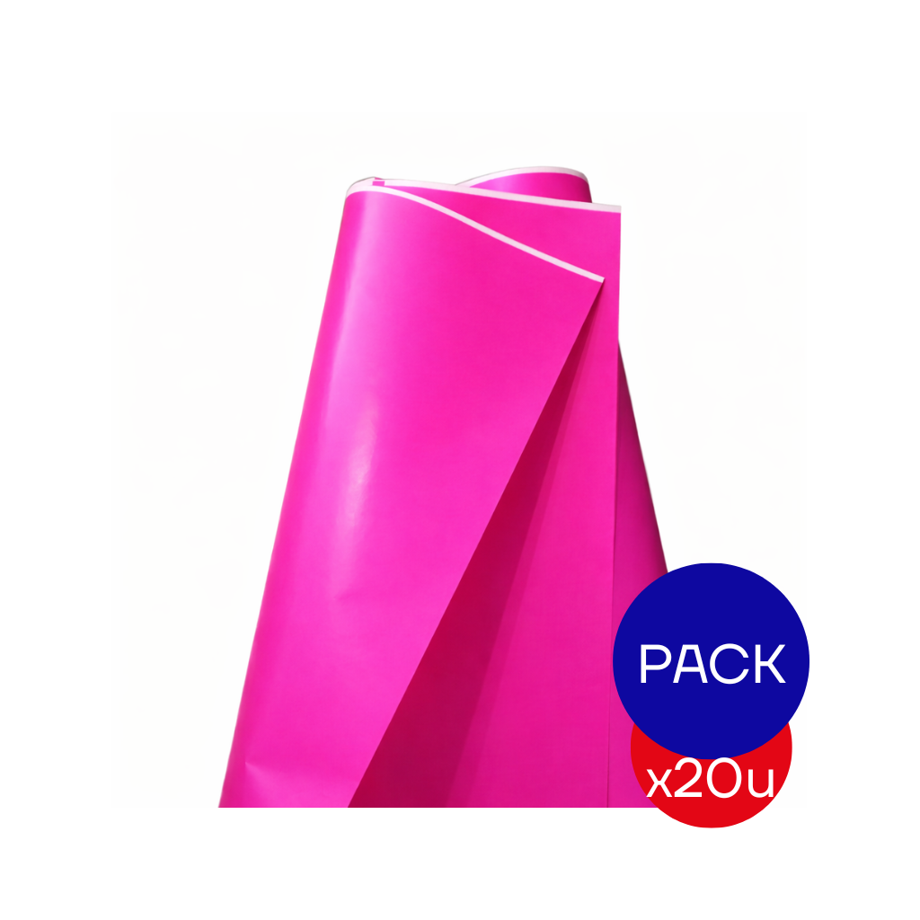 PAPEL AFICHE LISO FUCSIA X PAQ X20 UNID.