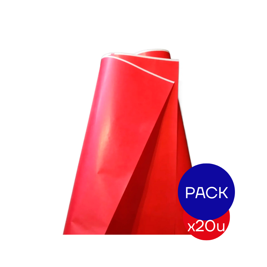 PAPEL AFICHE LISO ROJO X PAQ X20 UNID.