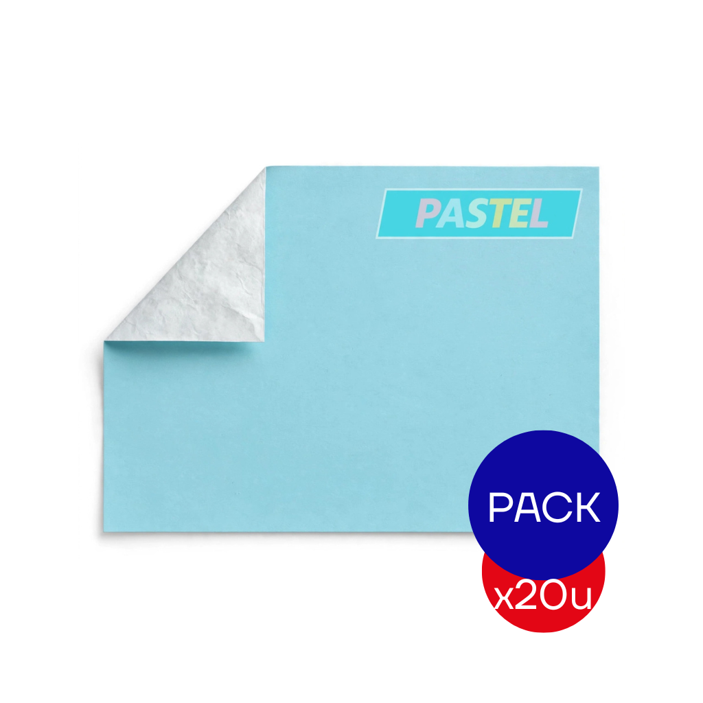 PAPEL AFICHE PASTEL CELESTE X PAQ X20 UNID.