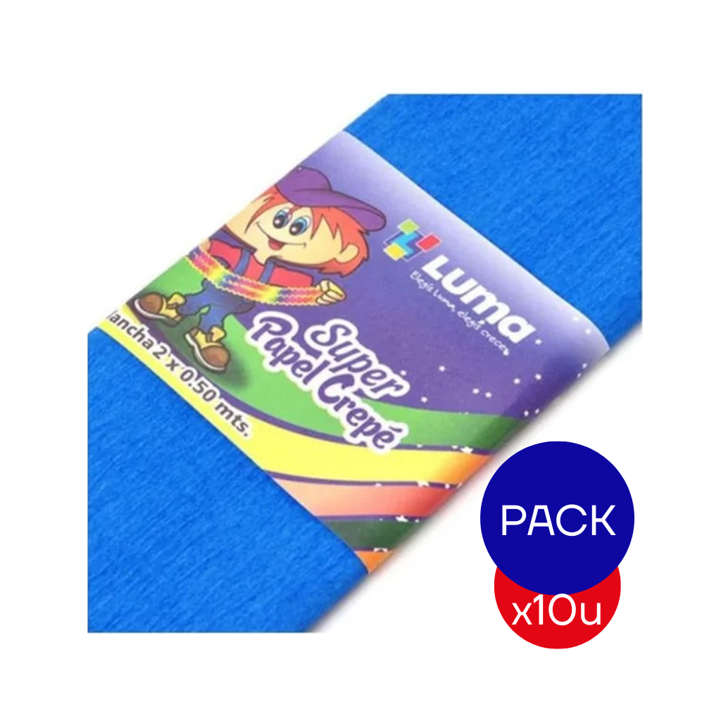 PAPEL CREPE LISO LUMA AZUL X PAQ X10 UNID.