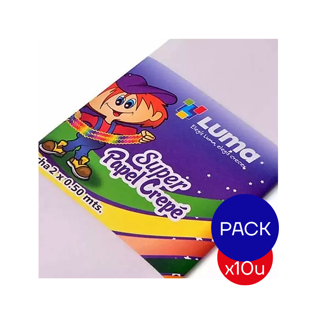 PAPEL CREPE LISO LUMA BLANCO X PAQ X10 UNID.