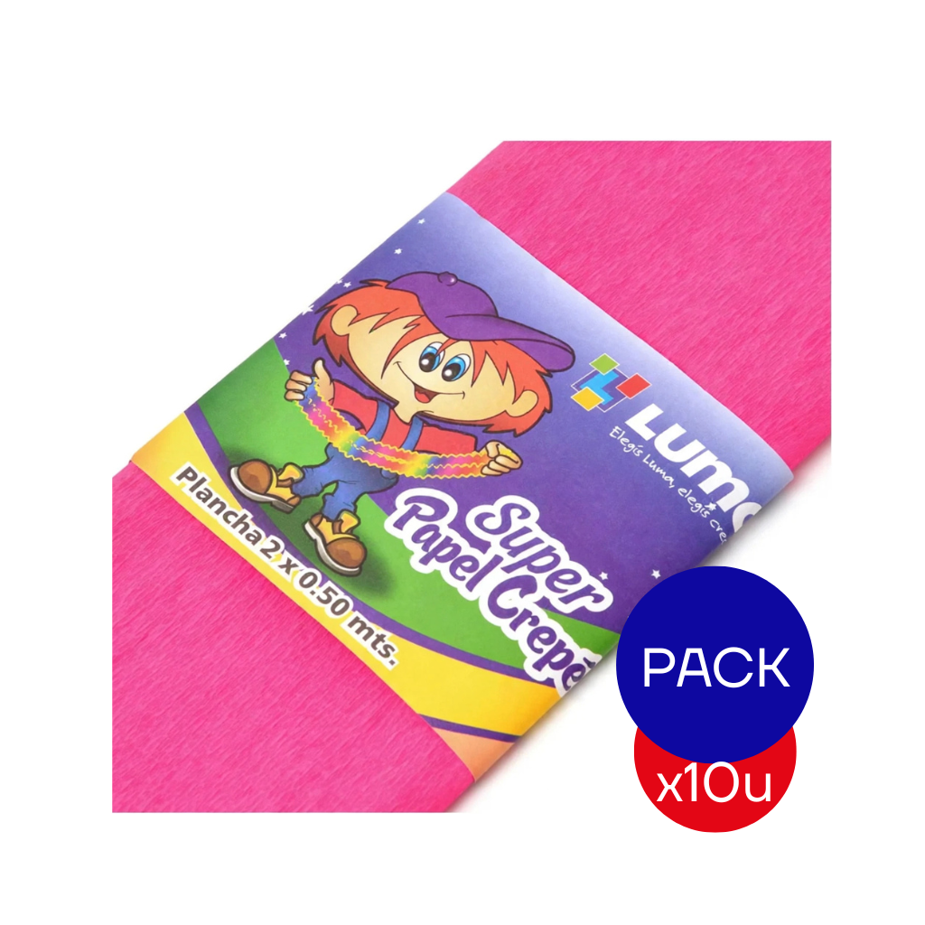 PAPEL CREPE LISO LUMA FUCSIA X PAQ X10 UNID.