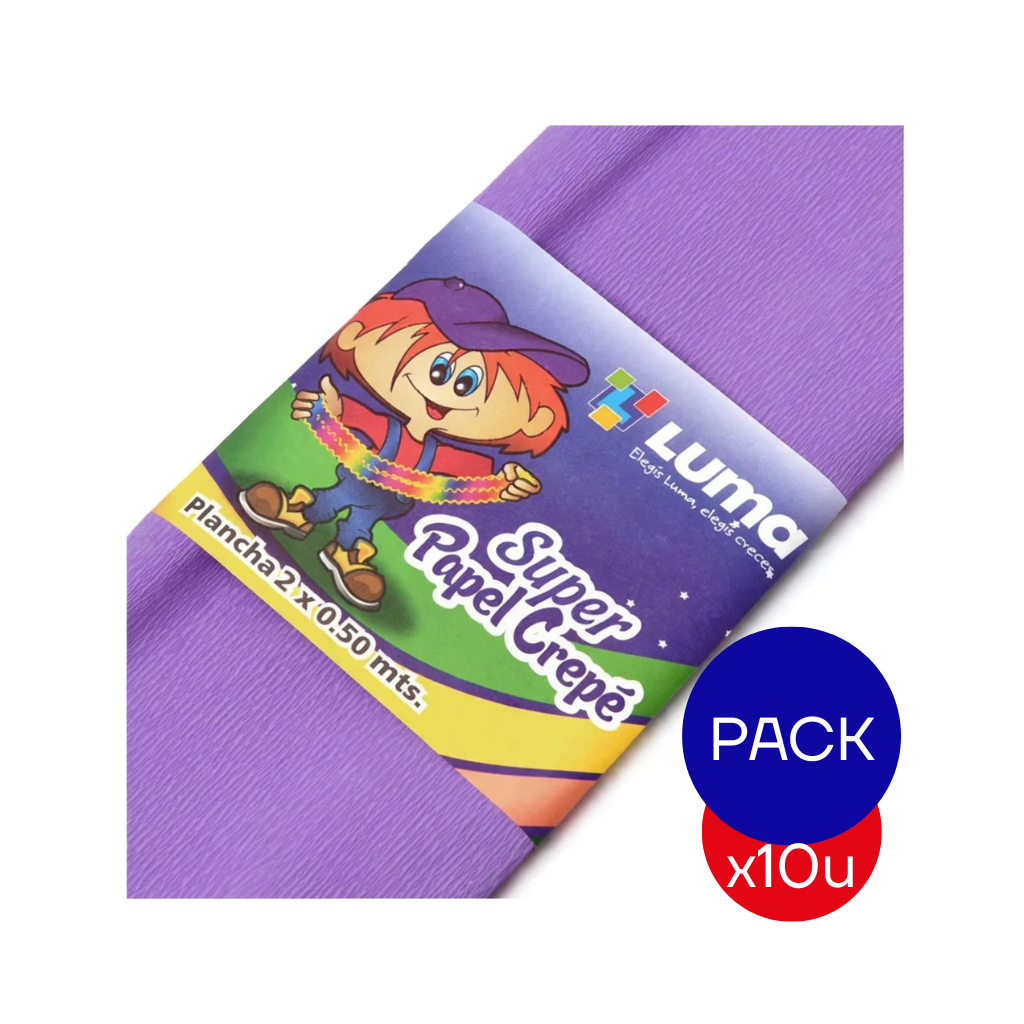 PAPEL CREPE LISO LUMA LILA X PAQ X10 UNID.