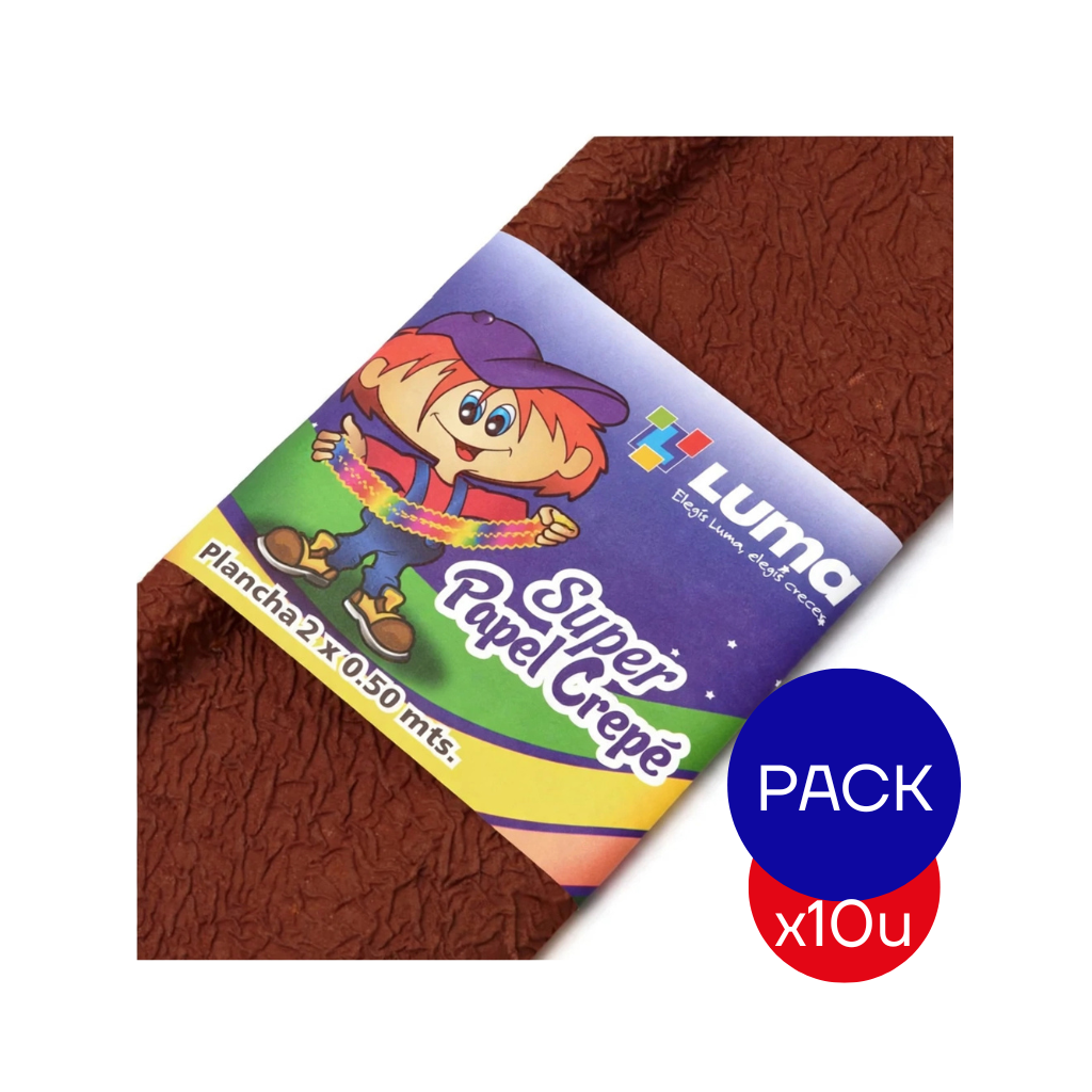 PAPEL CREPE LISO LUMA MARRON X PAQ X10 UNID.