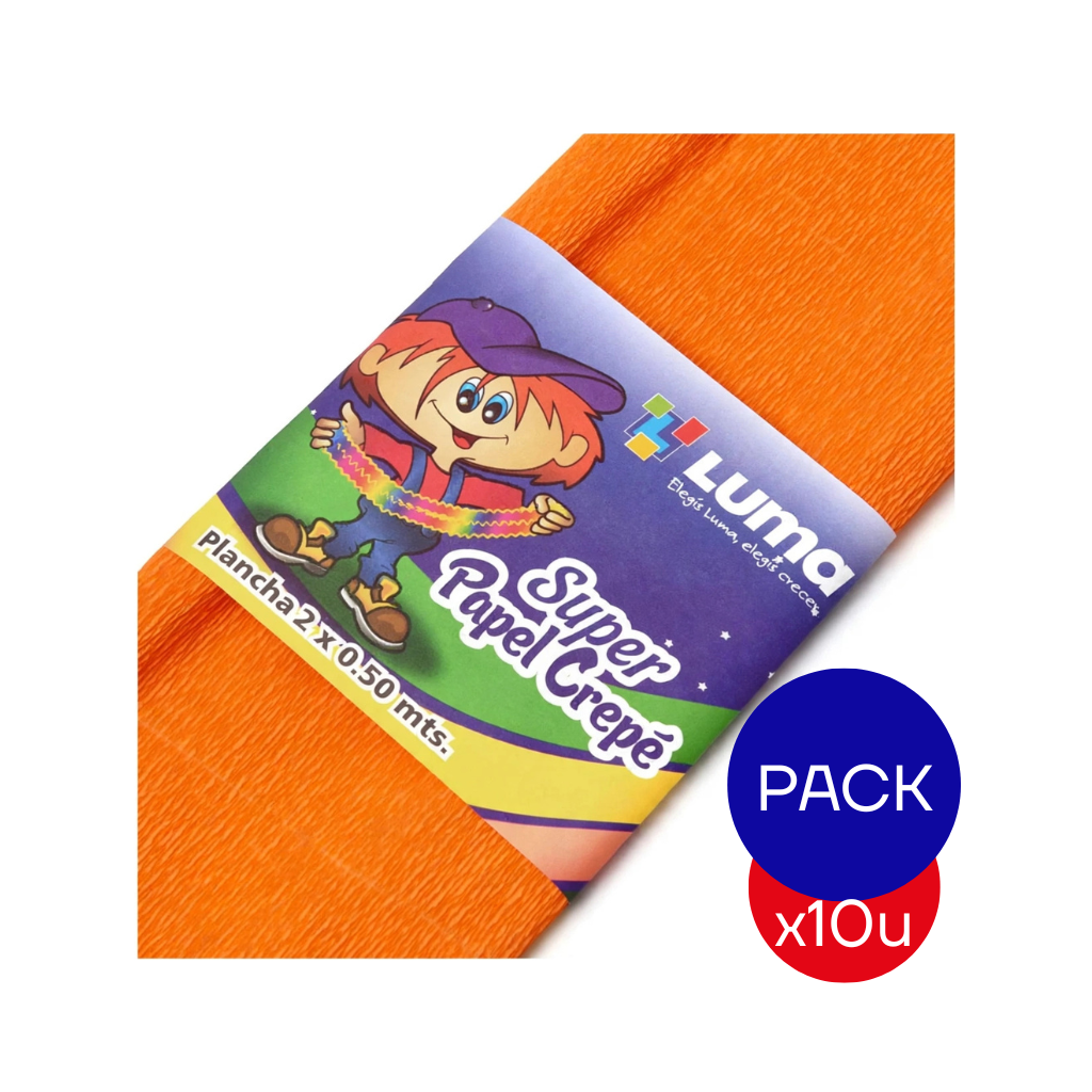 PAPEL CREPE LISO LUMA NARANJA X PAQ X10 UNID.