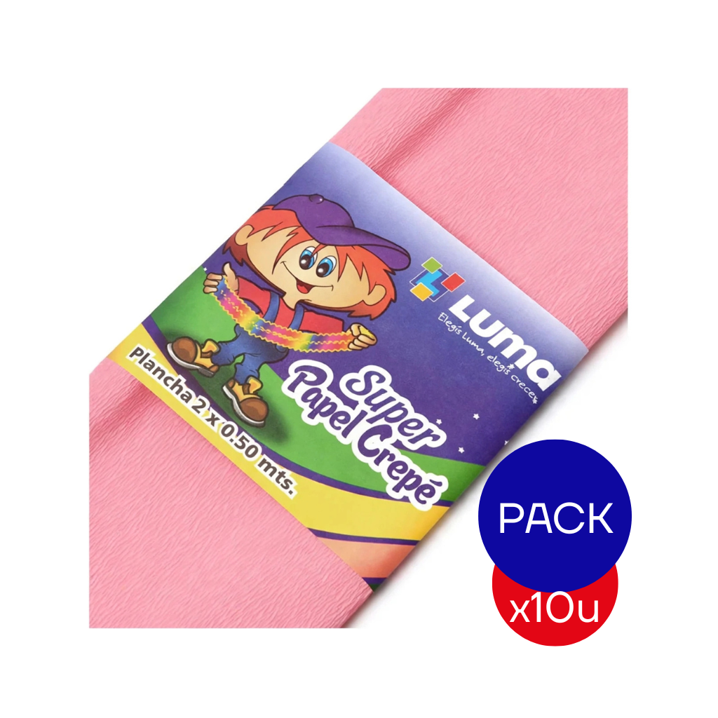 PAPEL CREPE LISO LUMA ROSA X PAQ X10 UNID.
