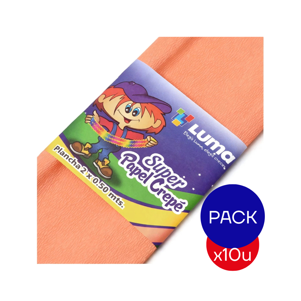 PAPEL CREPE LISO LUMA SALMON X PAQ X10 UNID.