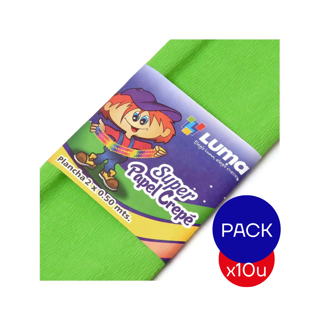 PAPEL CREPE LISO LUMA VERDE CLARO X PAQ X10 UNID.
