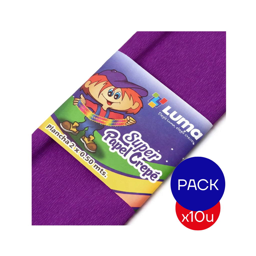 PAPEL CREPE LISO LUMA VIOLETA X PAQ X10 UNID.
