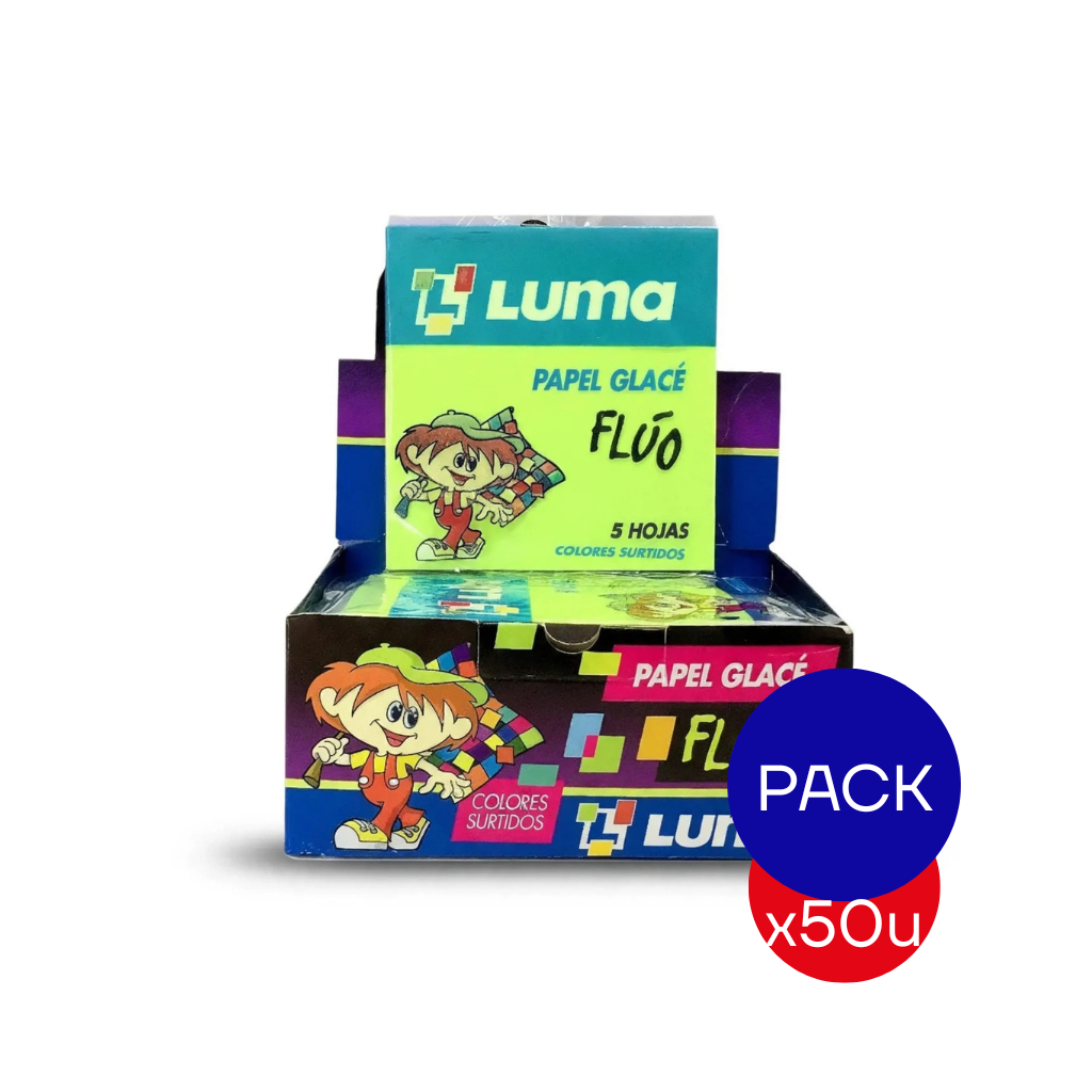 PAPEL GLACE FLUO SOBRE X5 HJS PAQ X50 UNID.