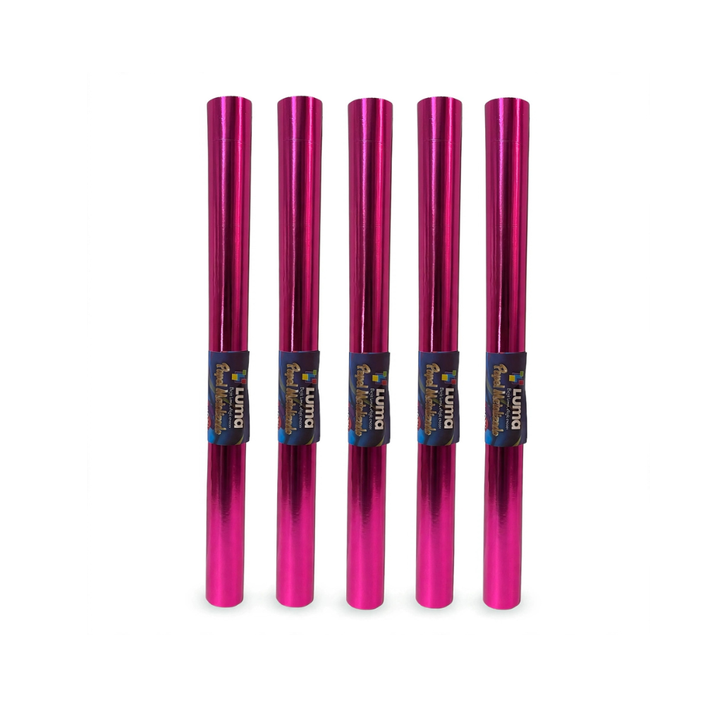 PAPEL GLACE ROLLO FUCSIA 40CM X5 MTS LUMA
