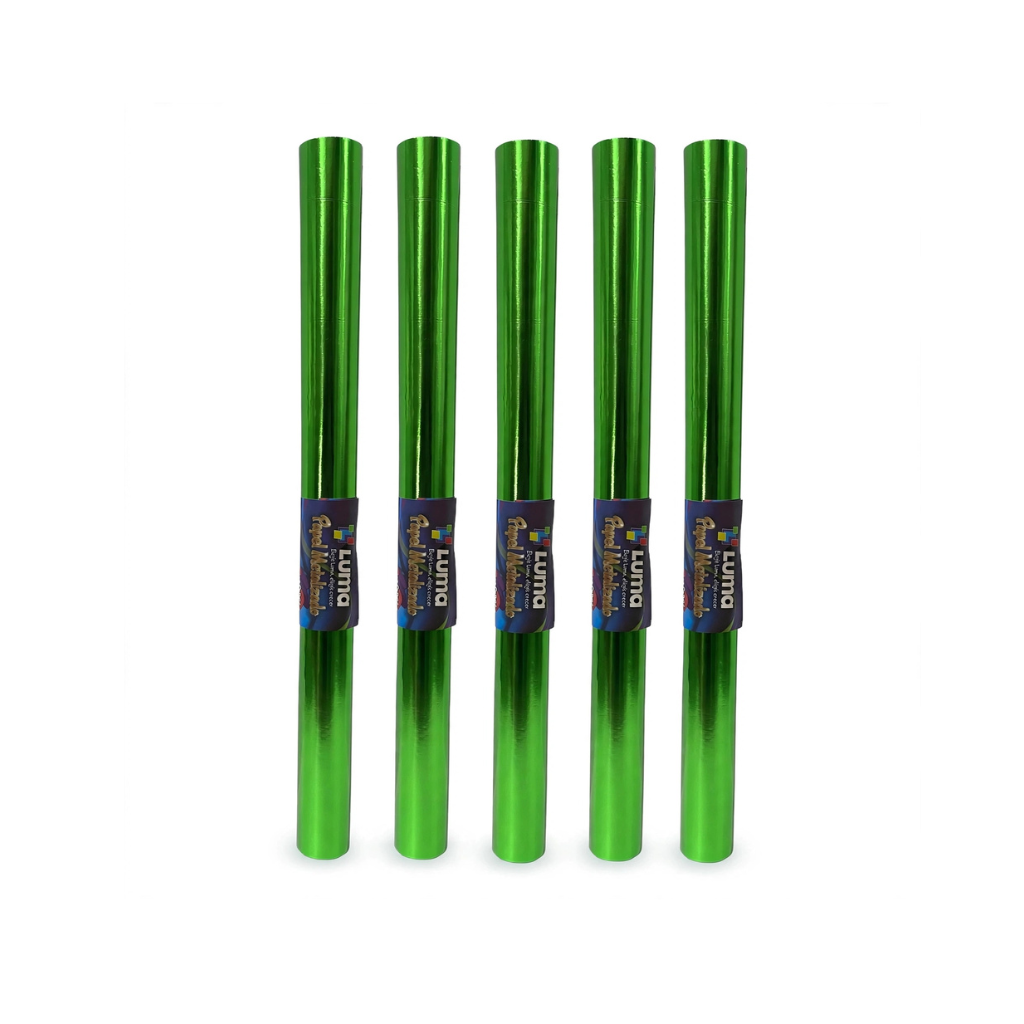 PAPEL GLACE ROLLO VERDE CLARO 40CM X5 MTS LUMA