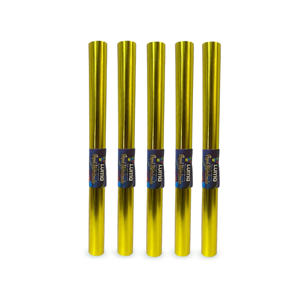 PAPEL GLACE ROLLO AMARILLO LIMON 40CM X5 MTS LUMA