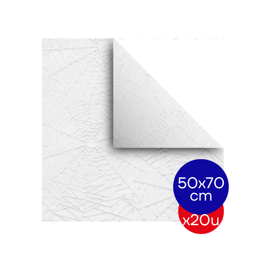 PAPEL PLASTIFICADO ARAÑA 50X70CM BLANCO PAQ X20 UNID.