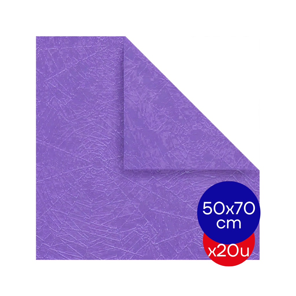 PAPEL PLASTIFICADO ARAÑA 50X70CM LILA PAQ X20 UNID.