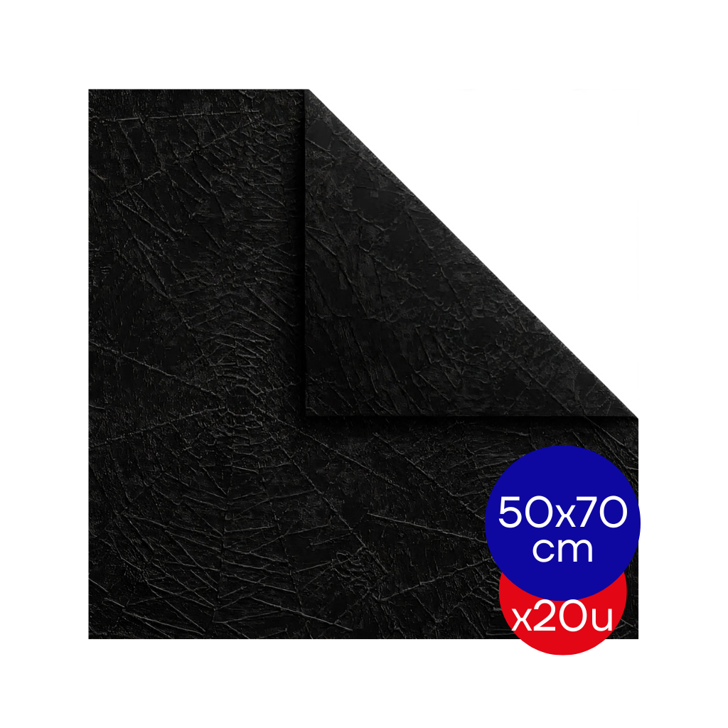 PAPEL PLASTIFICADO ARAÑA 50X70CM NEGRO PAQ X20 UNID.