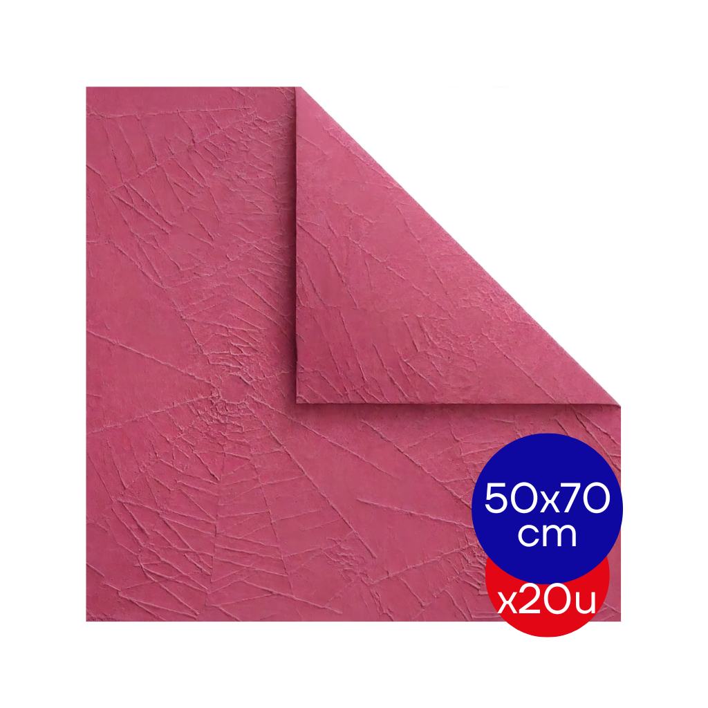 PAPEL PLASTIFICADO ARAÑA 50X70CM ROSA OSCURO PAQ X20 UNID.