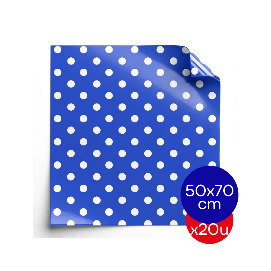 PAPEL PLASTIFICADO LUNAR 50X70CM AZUL PAQ X20 UNID.