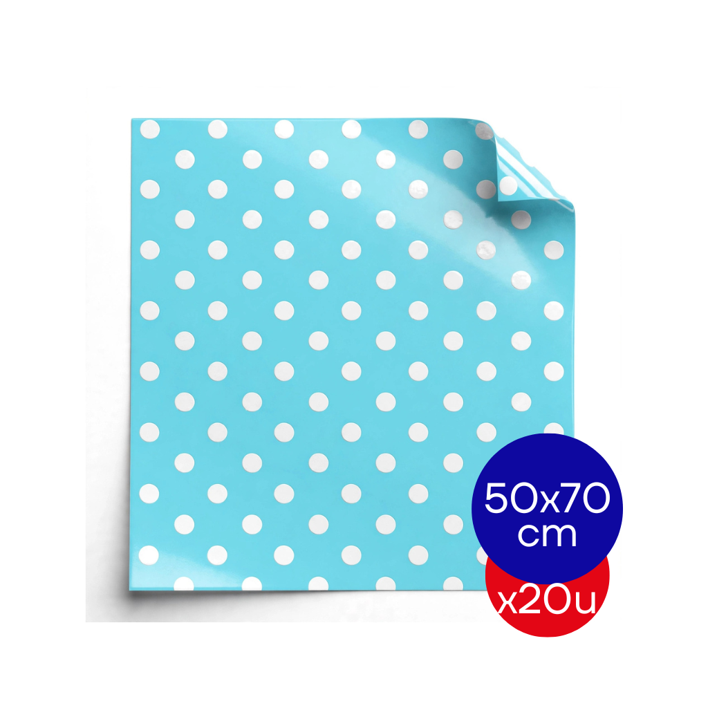 PAPEL PLASTIFICADO LUNAR 50X70CM CELESTE PAQ X20 UNID.