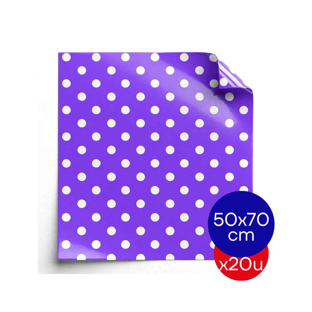 PAPEL PLASTIFICADO LUNAR 50X70CM VIOLETA PAQ X20 UNID.