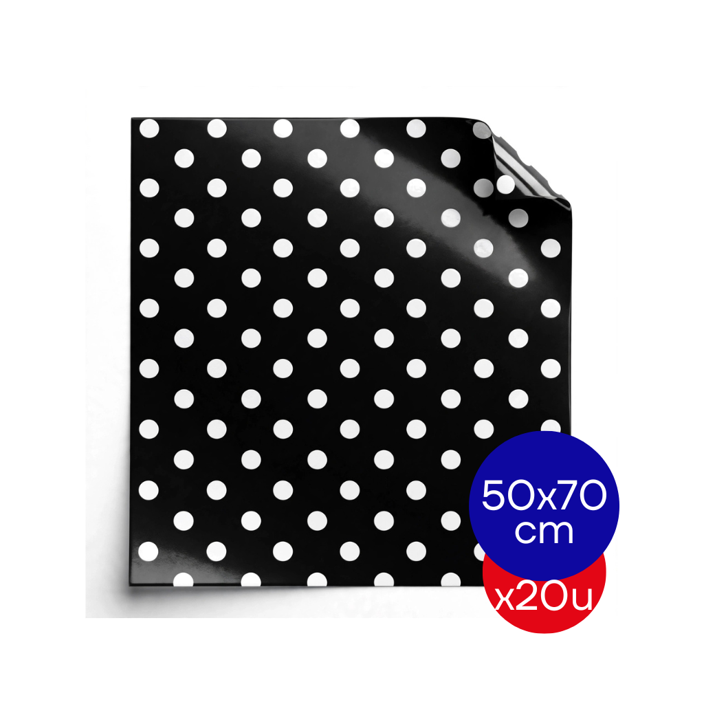 PAPEL PLASTIFICADO LUNAR 50X70CM NEGRO PAQ X20 UNID.