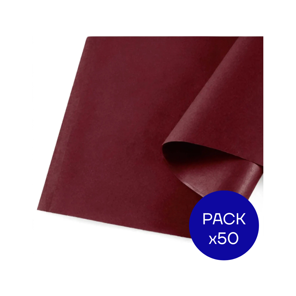 PAPEL SEDA LISO LUMA BORDO PAQ X50 UNID.
