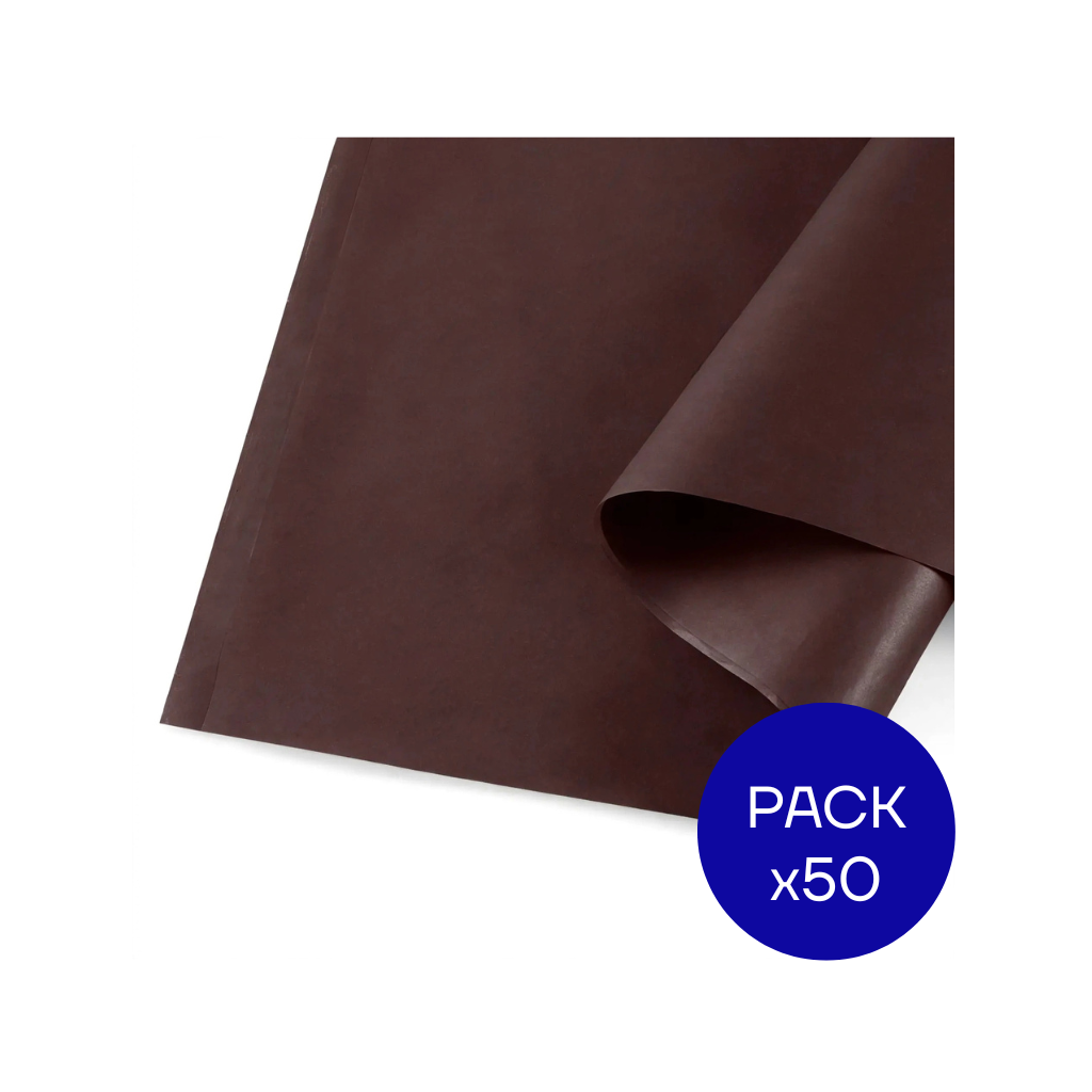 PAPEL SEDA LISO LUMA MARRON OSCURO PAQ X50 UNID.