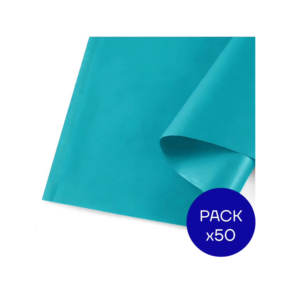 PAPEL SEDA LISO LUMA TURQUESA PAQ X50 UNID.