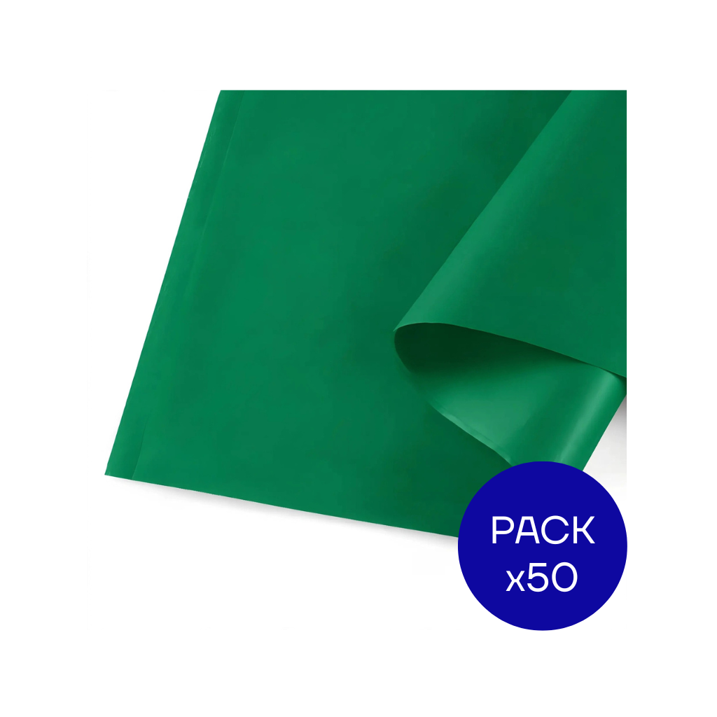 PAPEL SEDA LISO LUMA VERDE OSCURO PAQ X50 UNID.