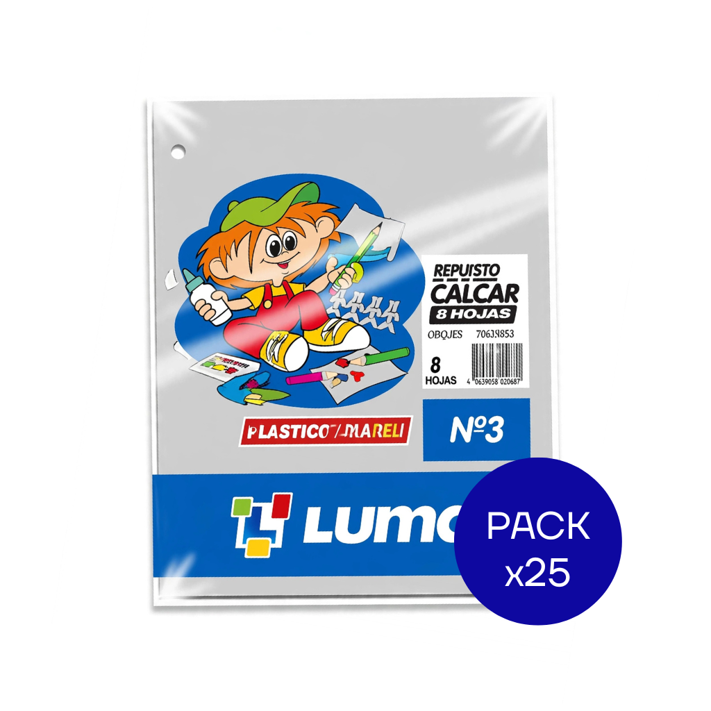 REPUESTO CALCAR ESCOLAR Nº3 LUMA PAQ X25 UNID.