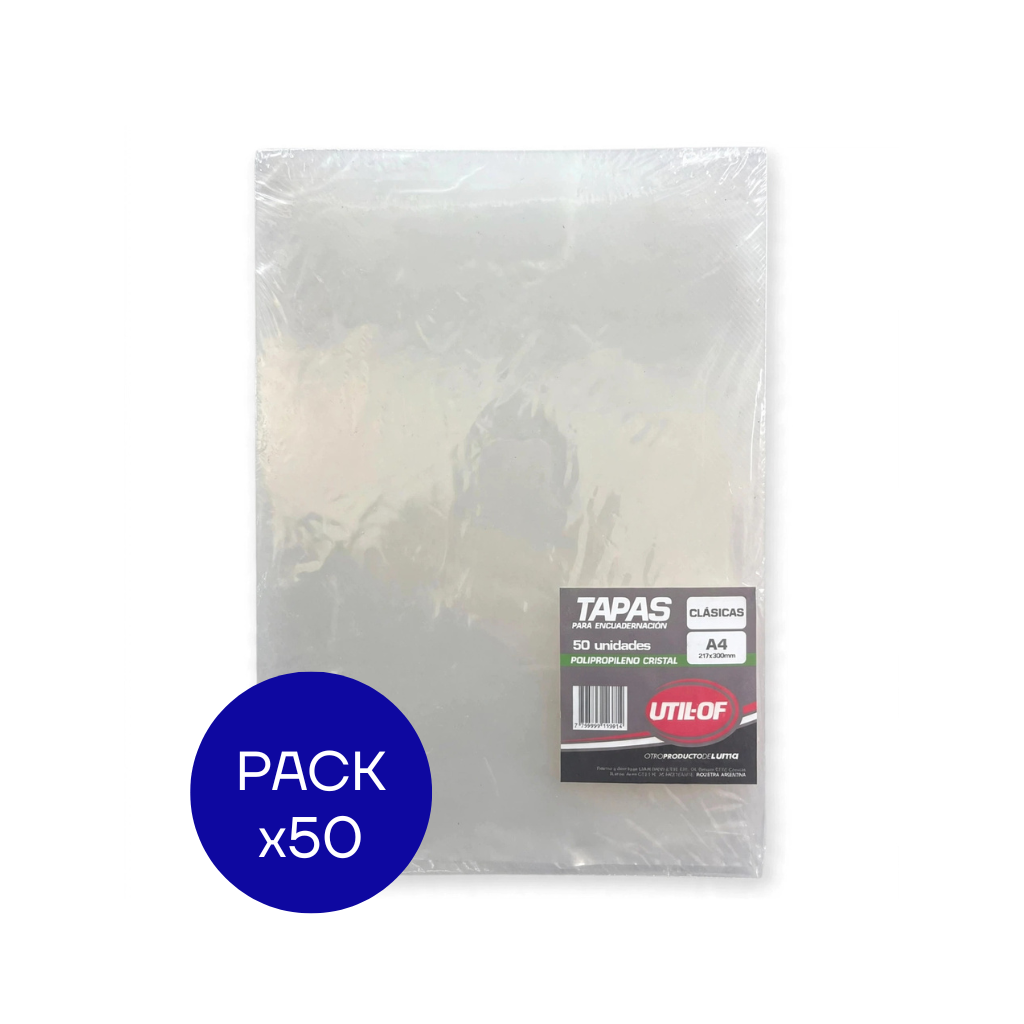 TAPA ENCUADERNACION A4 LUMA CRISTAL PAQ X50 UNID.