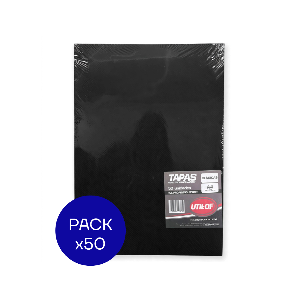 TAPA ENCUADERNACION A4 LUMA NEGRO PAQ X50 UNID.