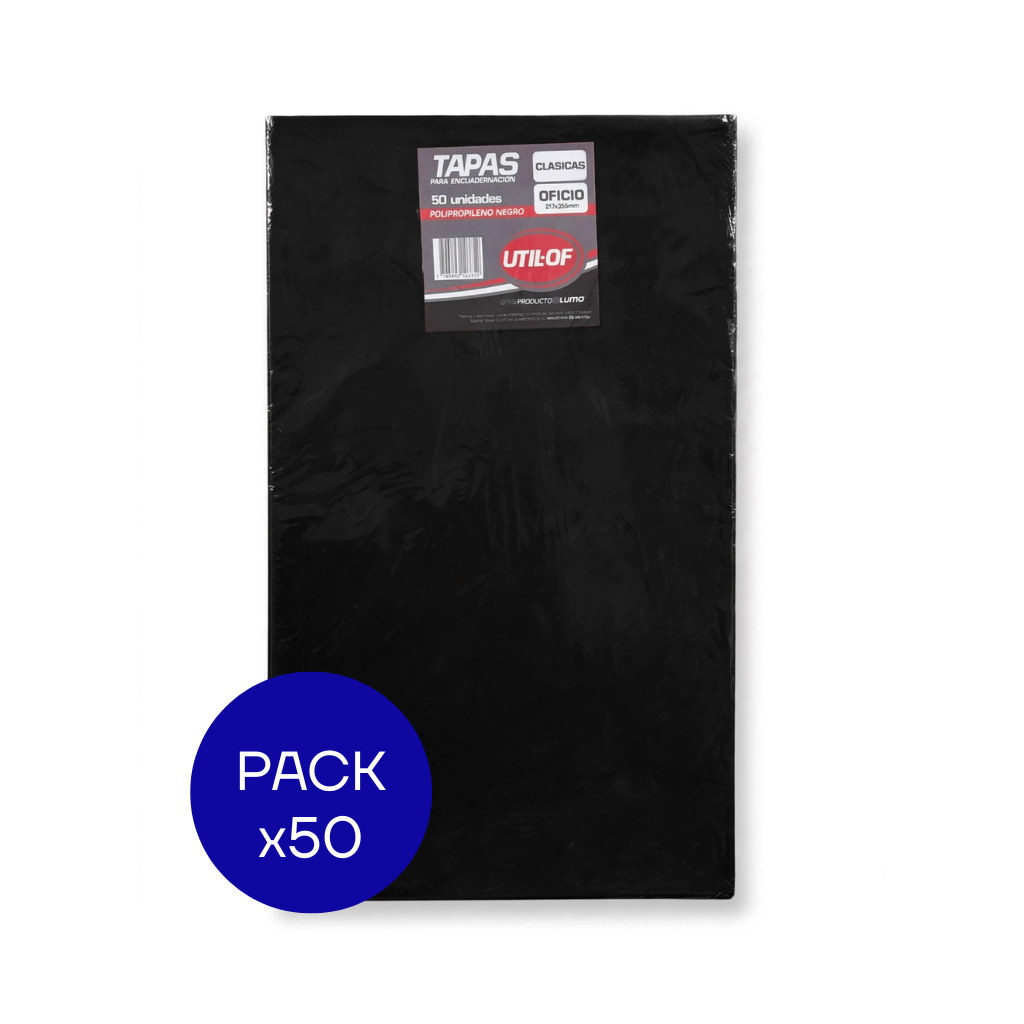TAPA ENCUADERNACION OFICIO LUMA NEGRO PAQ X50 UNID.