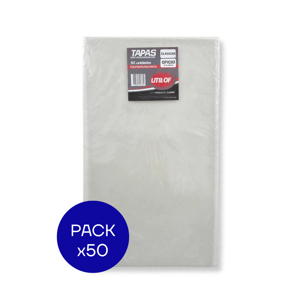 TAPA ENCUADERNACION OFICIO LUMA CRISTAL PAQ X50 UNID.