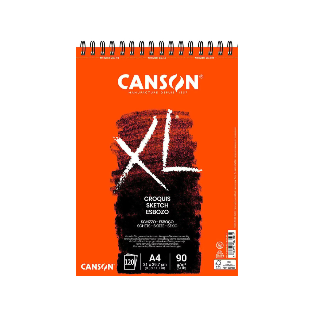 BLOCK CANSON XL ESPIRAL CROQUIS 90 GRS A4 120H