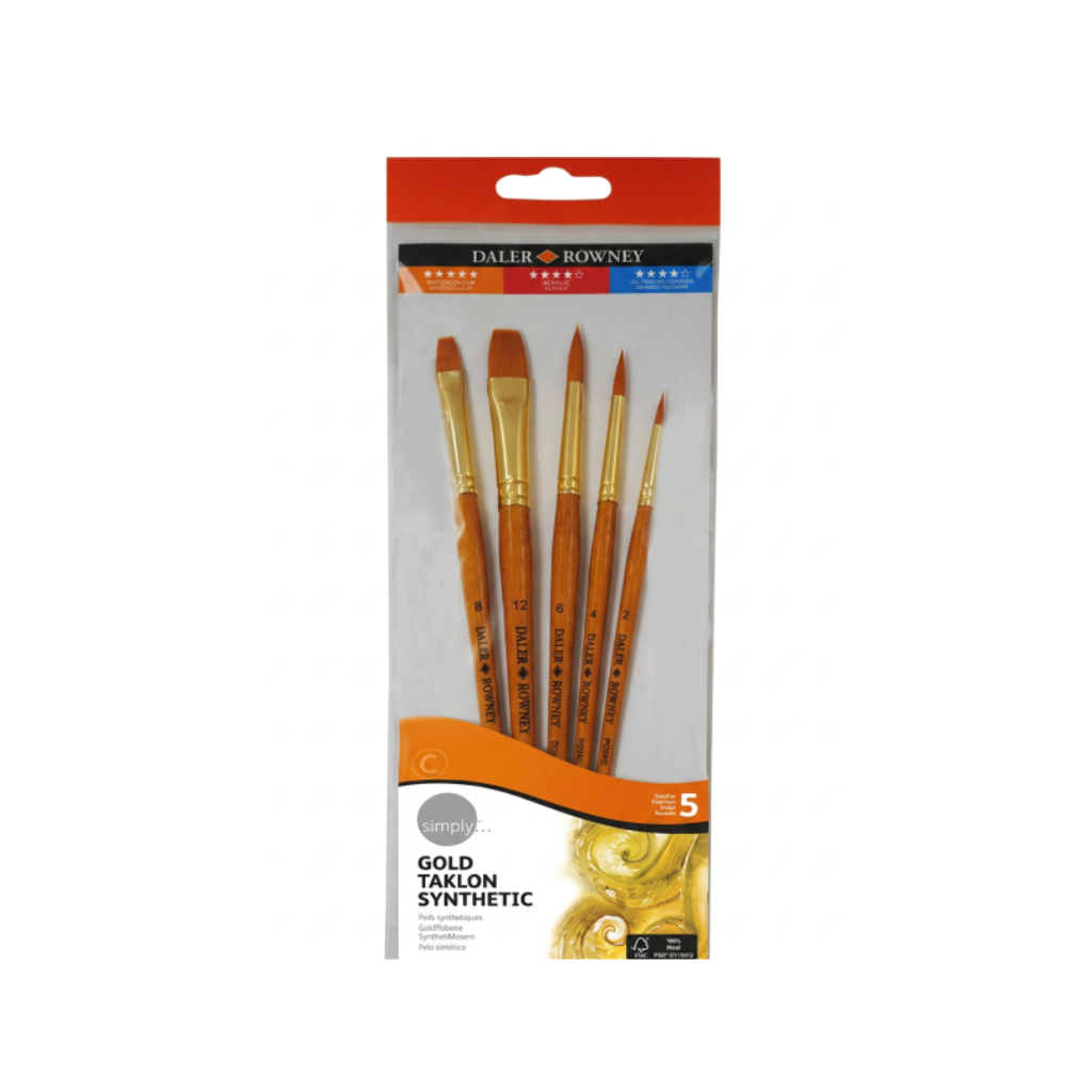 PINCELES SIMPLY ACRIL TAKLON ORO 5 u N1 COD 216920