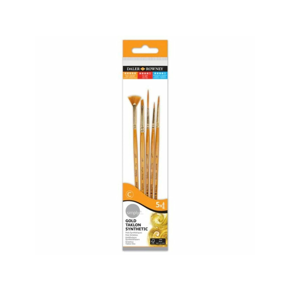 PINCELES SIMPLY ACRIL TAKLON ORO 5 U N3 COD 216920