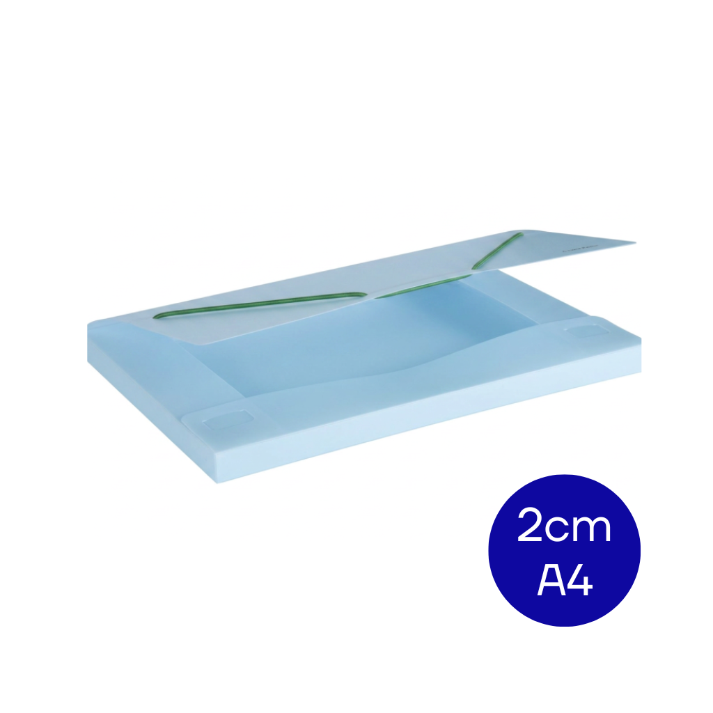 CAJA ARCHIVO PLASTICA A4 2CM CELESTE PASTEL DC402CA4P4