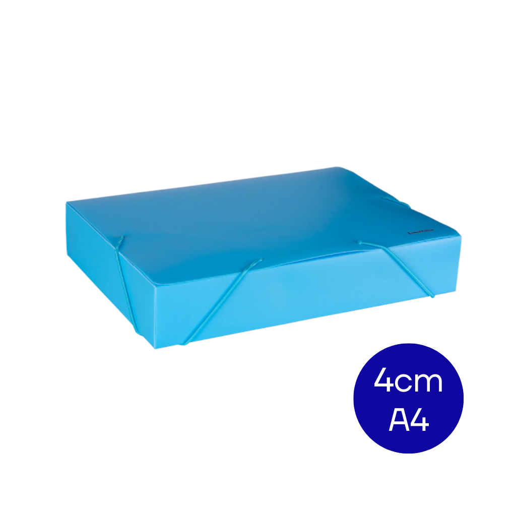 CAJA ARCHIVO PLASTICA A4 4CM CELESTE PASTEL DC403CA4P4