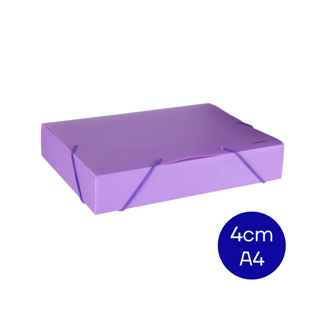 CAJA ARCHIVO PLASTICA A4 4CM LILA PASTEL DC403CA4P4