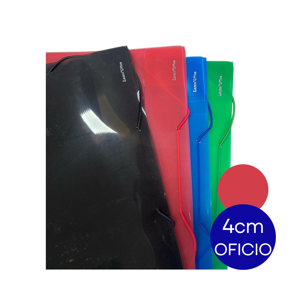 CAJA ARCHIVO PLASTICA OFICIO 4CM ROJO