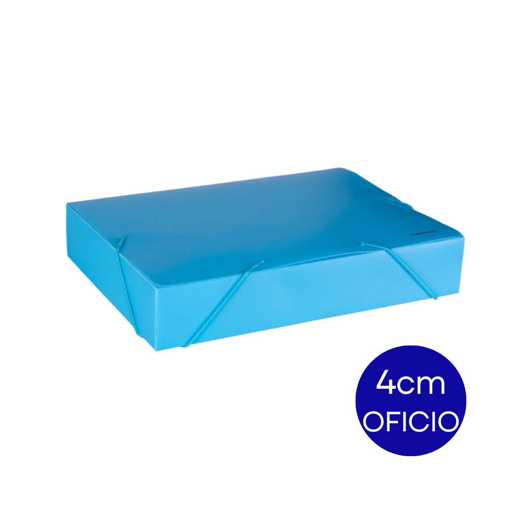 CAJA ARCHIVO PLASTICA OFICIO 4CM CELESTE PASTEL DC403COFP4