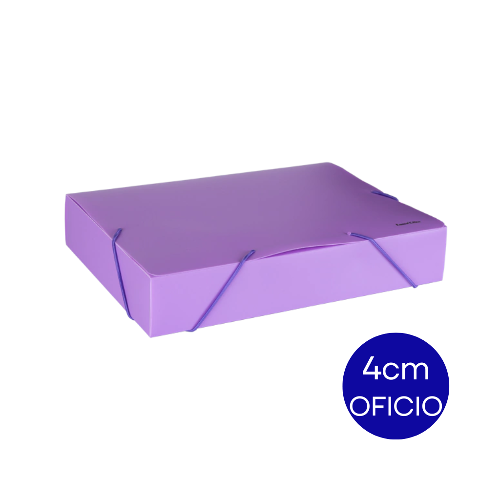 CAJA ARCHIVO PLASTICA OFICIO 4CM LILA PASTEL DC403COFP4