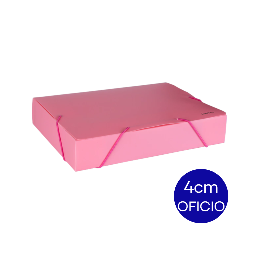 CAJA ARCHIVO PLASTICA OFICIO 4CM ROSA PASTEL DC403COFP4