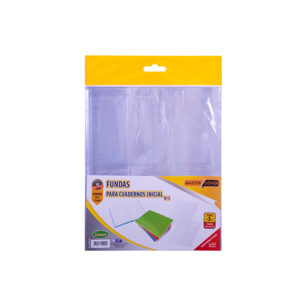FUNDA CUADERNO NRO 3 PVC X 3 LAMA 4126X3